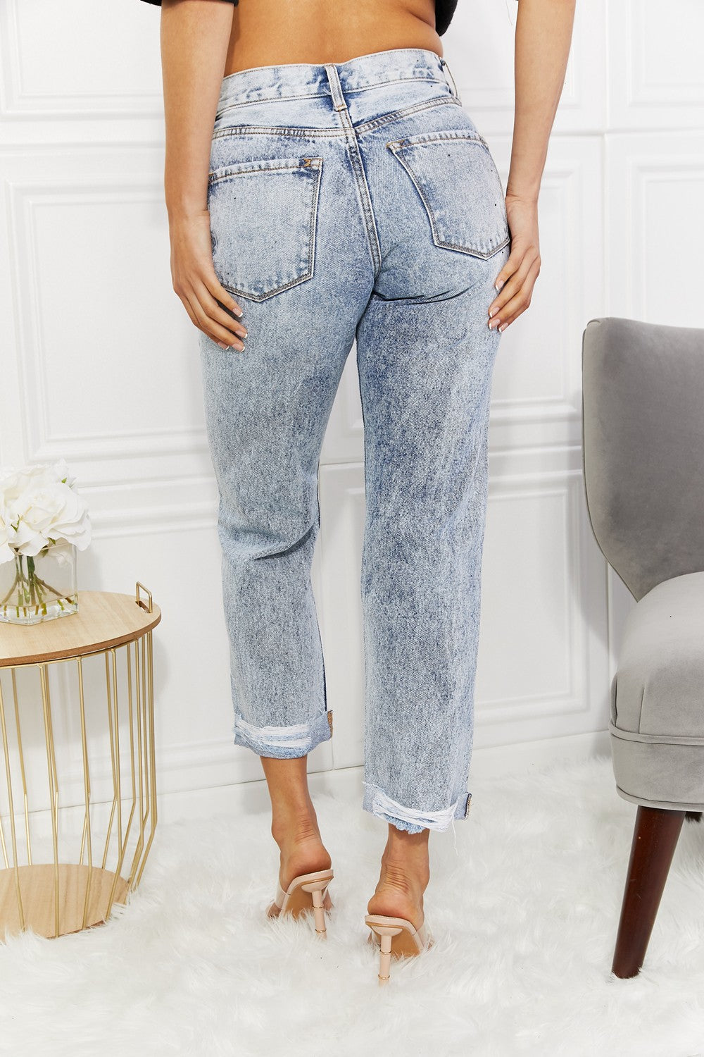 Kancan Kendra High Rise Distressed Straight Jeans free shipping -Oh Em Gee Boutique