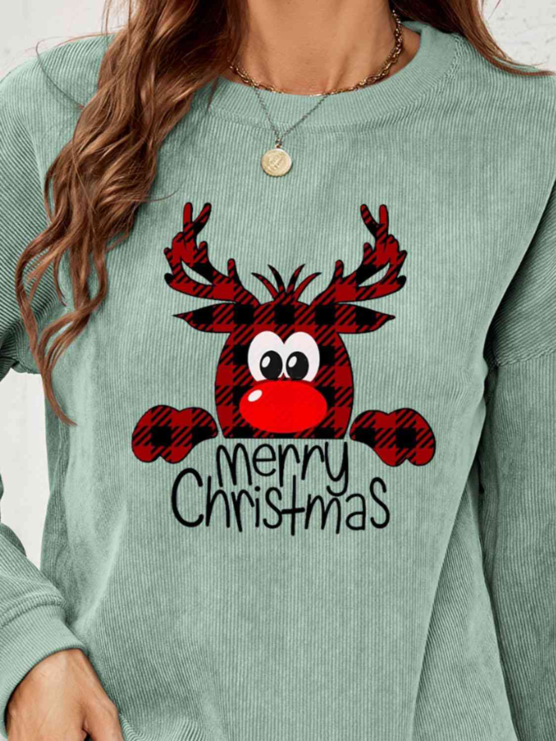 MERRY CHRISTMAS Graphic Sweatshirt free shipping -Oh Em Gee Boutique