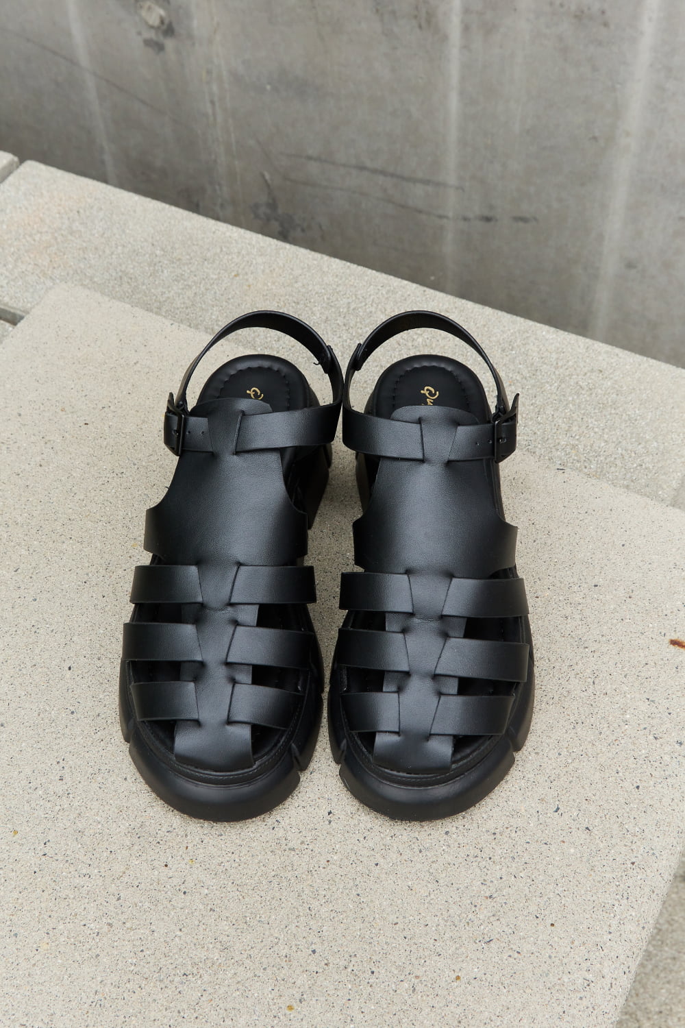 Qupid Platform Cage Strap Sandal in Black free shipping -Oh Em Gee Boutique