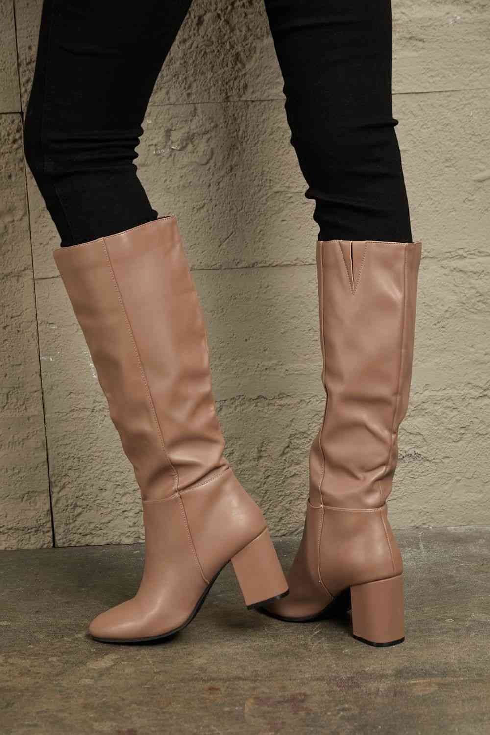East Lion Corp Block Heel Knee High Boots free shipping -Oh Em Gee Boutique