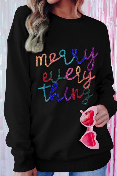 Christmas Letter Graphic Dropped Shoulder Sweatshirt free shipping -Oh Em Gee Boutique