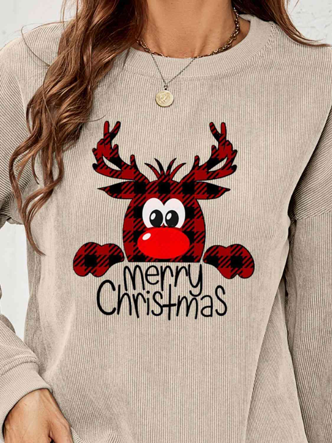 MERRY CHRISTMAS Graphic Sweatshirt free shipping -Oh Em Gee Boutique