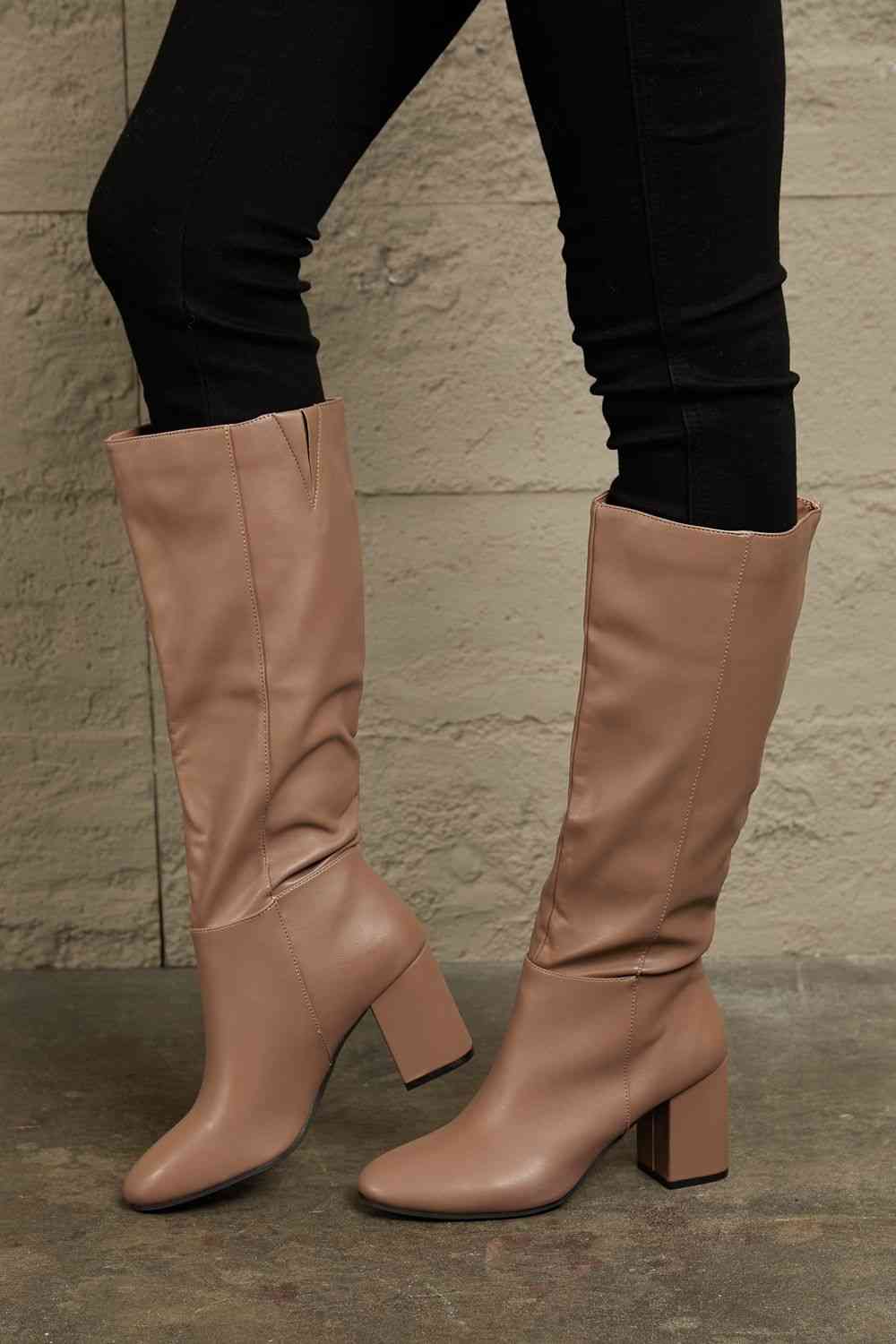 East Lion Corp Block Heel Knee High Boots free shipping -Oh Em Gee Boutique