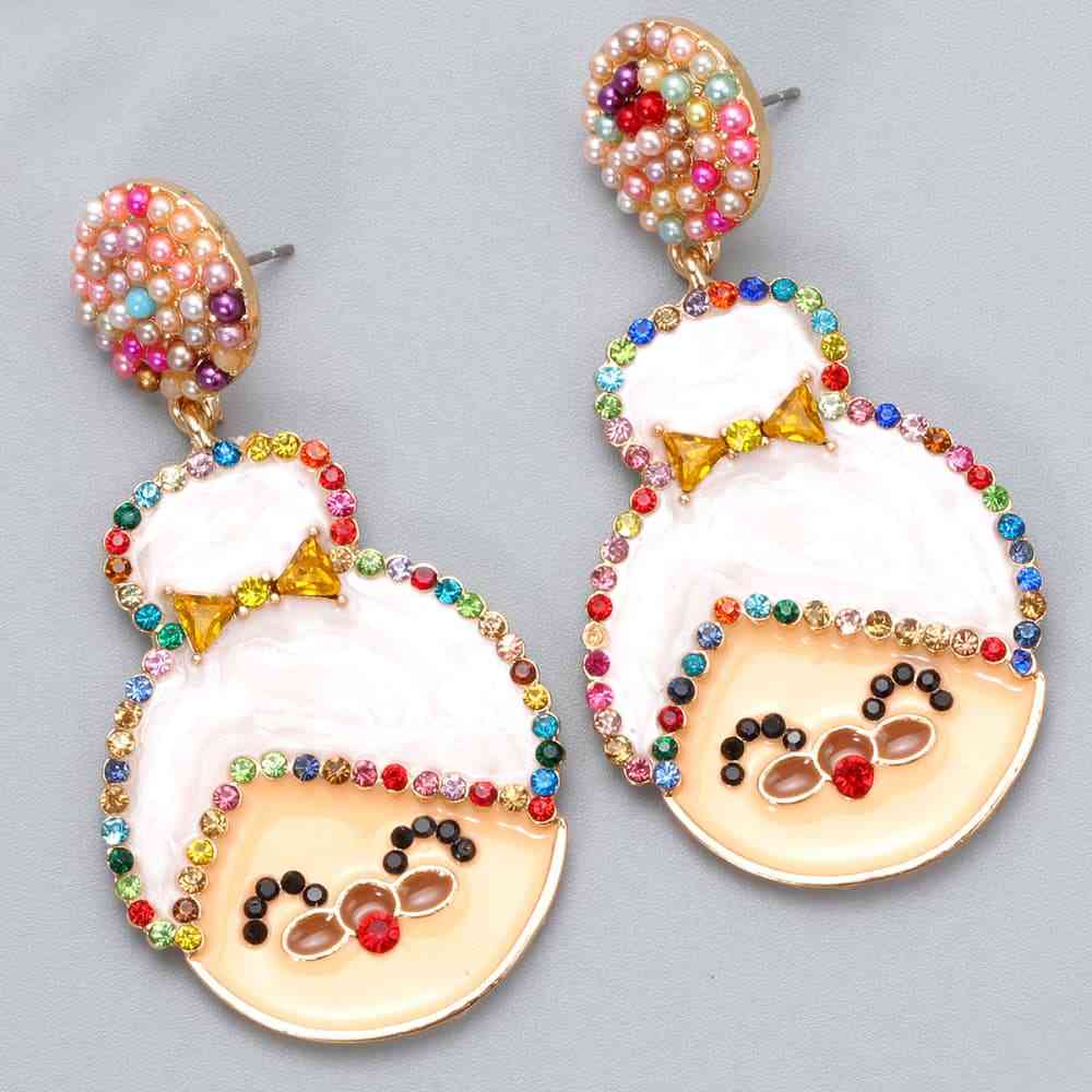 Christmas Rhinestone Alloy Mrs. Claus Earrings free shipping -Oh Em Gee Boutique