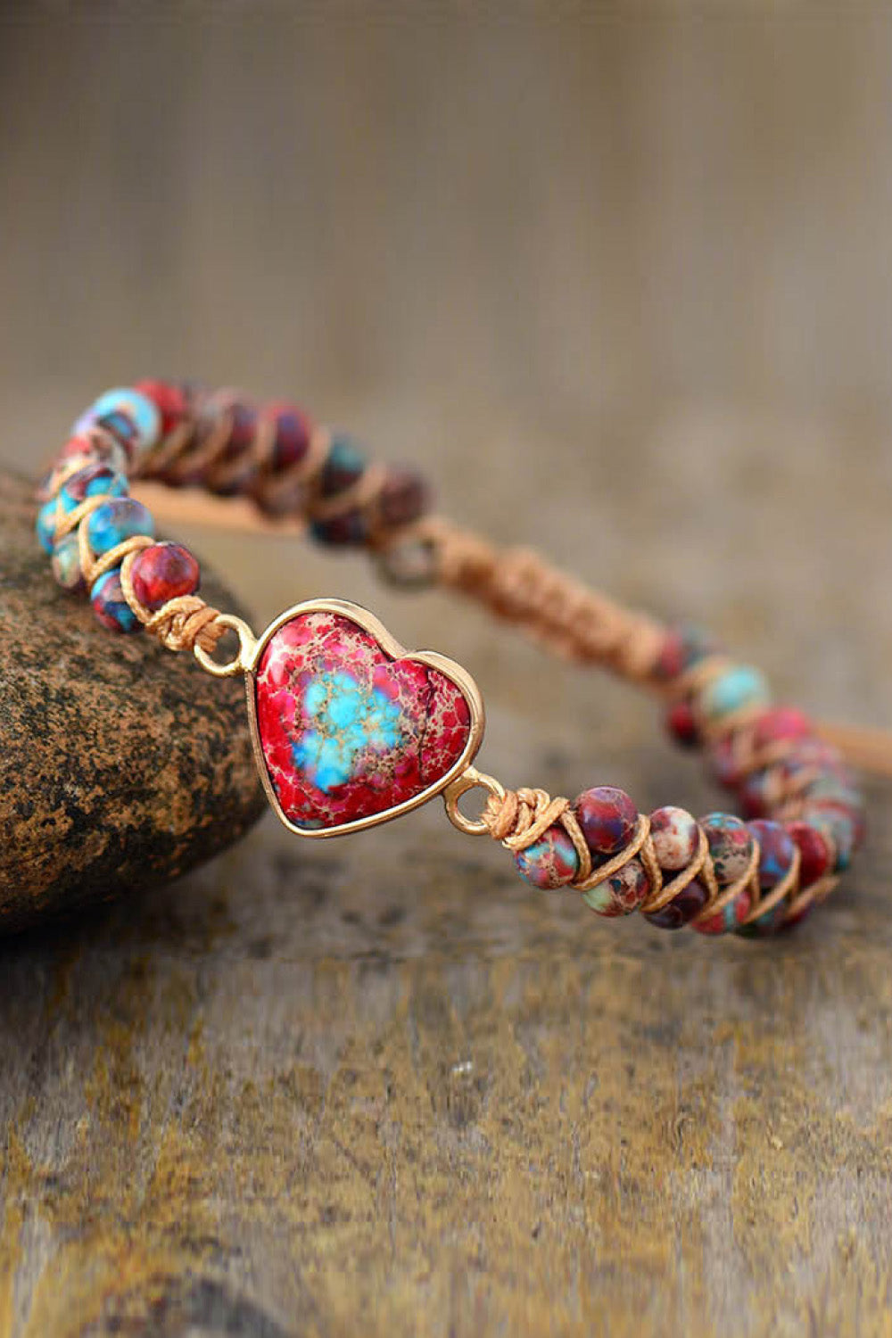 Handmade Heart Shape Natural Stone Bracelet free shipping -Oh Em Gee Boutique