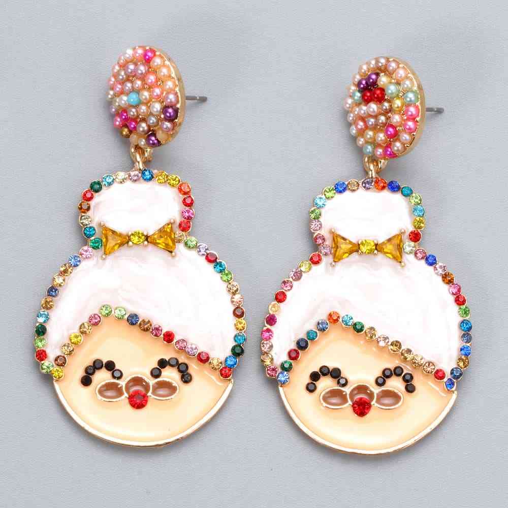 Christmas Rhinestone Alloy Mrs. Claus Earrings free shipping -Oh Em Gee Boutique