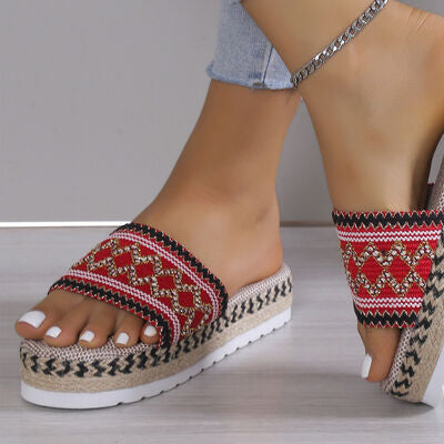 Geometric Weave Platform Sandals free shipping -Oh Em Gee Boutique