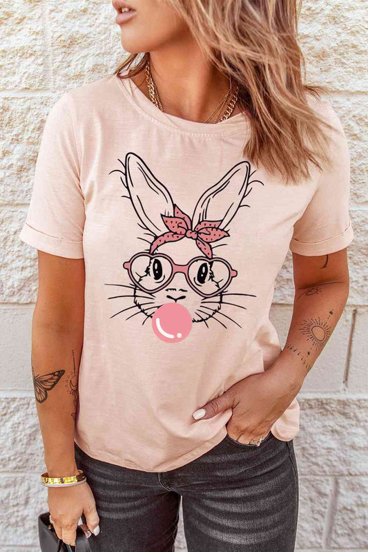 Rabbit Graphic Easter Tee Shirt free shipping -Oh Em Gee Boutique