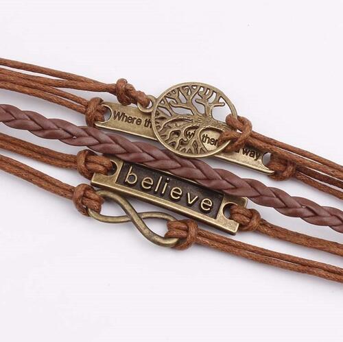 Alloy PU Leather Rope Bracelet free shipping -Oh Em Gee Boutique