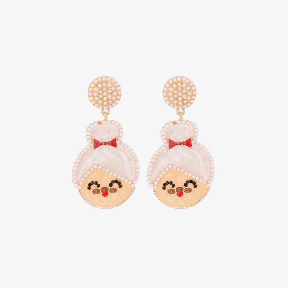 Christmas Rhinestone Alloy Mrs. Claus Earrings free shipping -Oh Em Gee Boutique