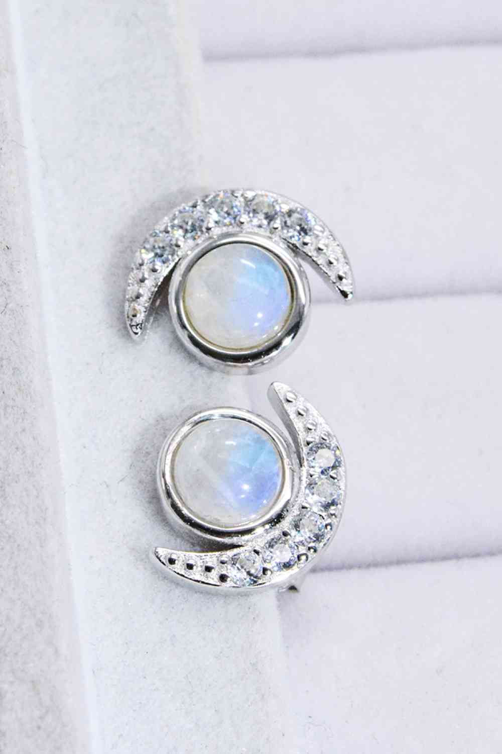 925 Sterling Silver Moonstone Stud Earrings free shipping -Oh Em Gee Boutique