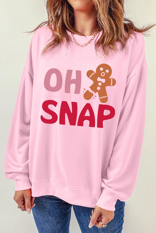 OH SNAP Round Neck Long Sleeve Sweatshirt free shipping -Oh Em Gee Boutique