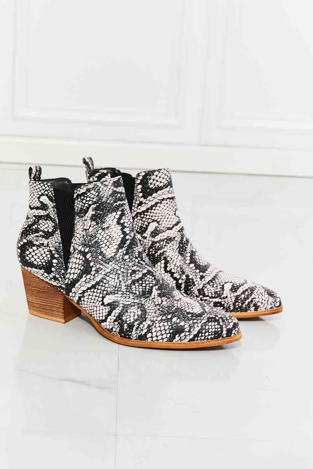 MMShoes Back At It Point Toe Bootie in Snakeskin free shipping -Oh Em Gee Boutique