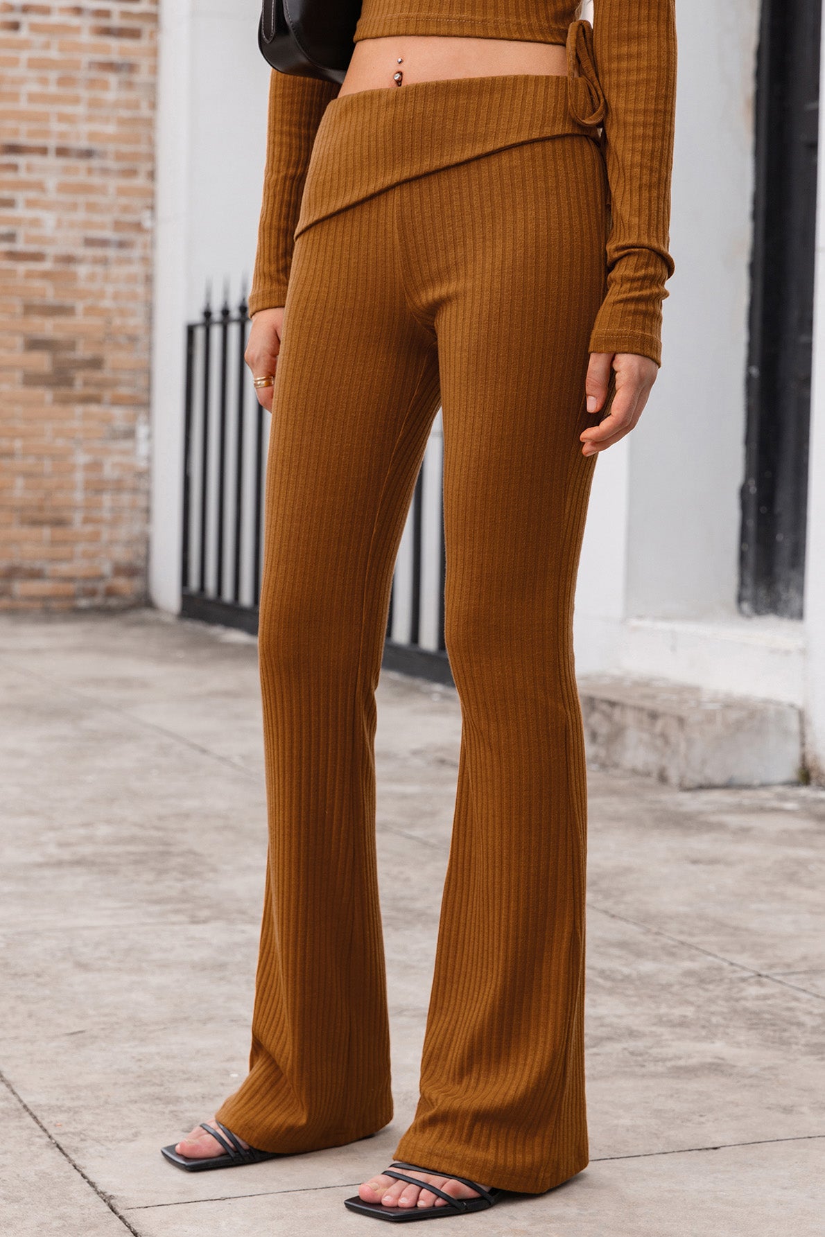 Ribbed Straight Leg Pants free shipping -Oh Em Gee Boutique