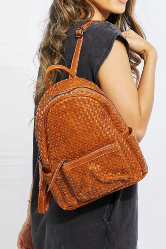 SHOMICO Certainly Chic Faux Leather Woven Backpack free shipping -Oh Em Gee Boutique