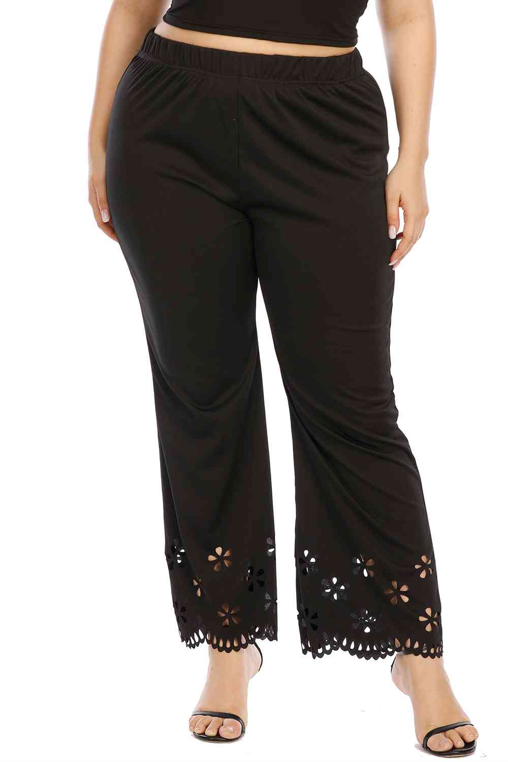 Plus Size Openwork Detail Pants free shipping -Oh Em Gee Boutique