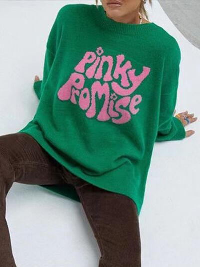 PINKY PROMISE Round Neck Sweater free shipping -Oh Em Gee Boutique