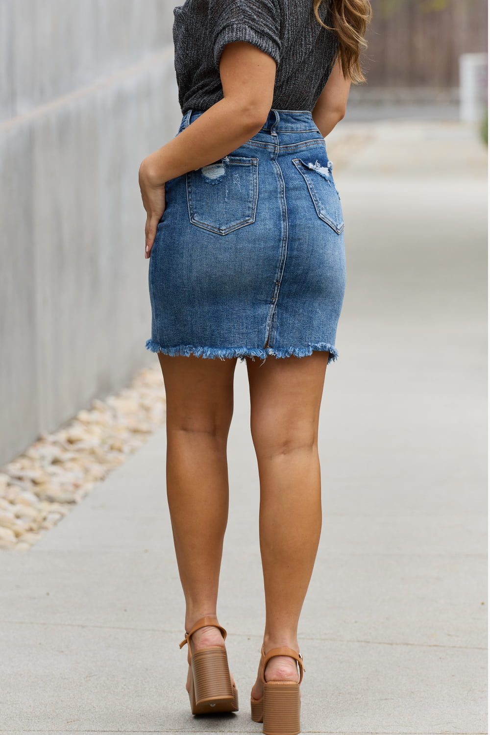 RISEN Amelia Full Size Denim Mini Skirt free shipping -Oh Em Gee Boutique