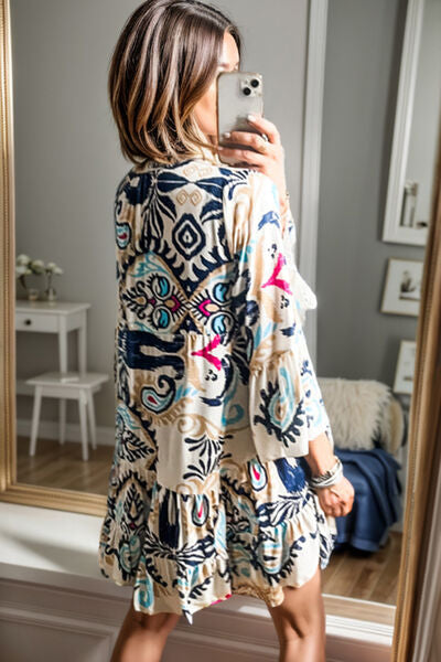Printed Button Up Mini Dress free shipping -Oh Em Gee Boutique