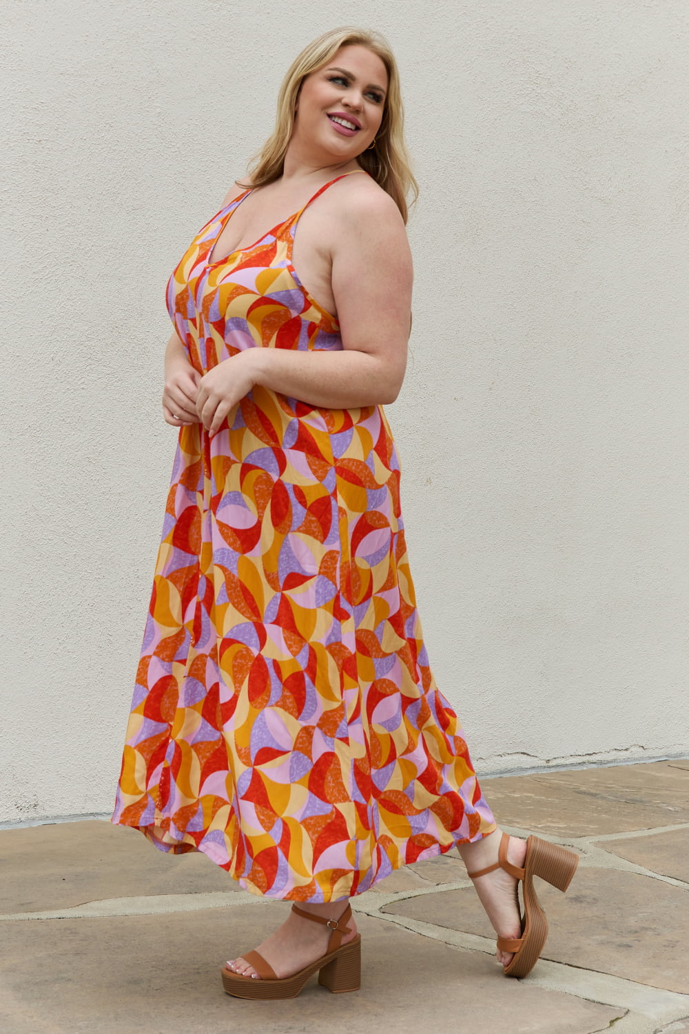 And The Why Full Size Printed Sleeveless Maxi Dress free shipping -Oh Em Gee Boutique