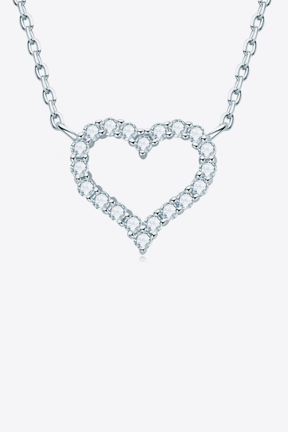 Moissanite Platinum-Plated Heart Necklace free shipping -Oh Em Gee Boutique