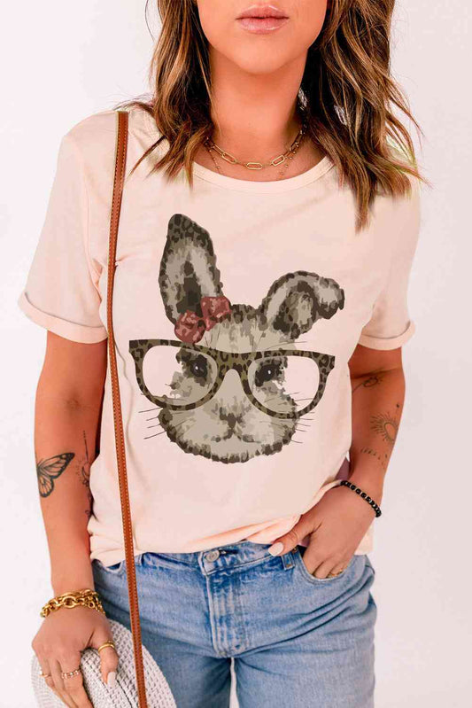 Easter Bunny Graphic Cuffed T-Shirt free shipping -Oh Em Gee Boutique
