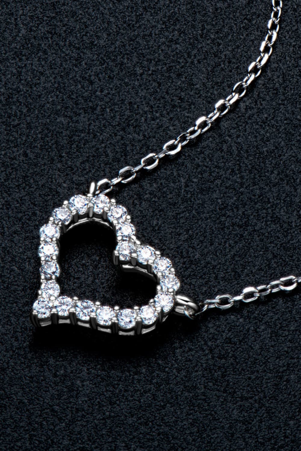 Moissanite Platinum-Plated Heart Necklace free shipping -Oh Em Gee Boutique