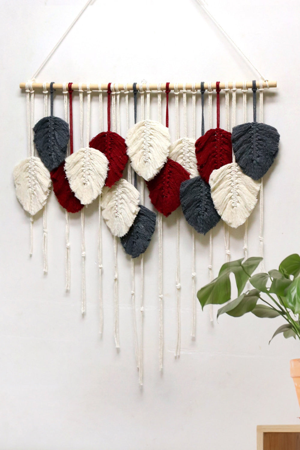 Hand-Woven Feather Macrame Wall Hanging, Boho Vibes free shipping -Oh Em Gee Boutique