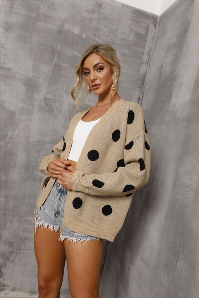 Polka Dot Open Front Cardigan free shipping -Oh Em Gee Boutique