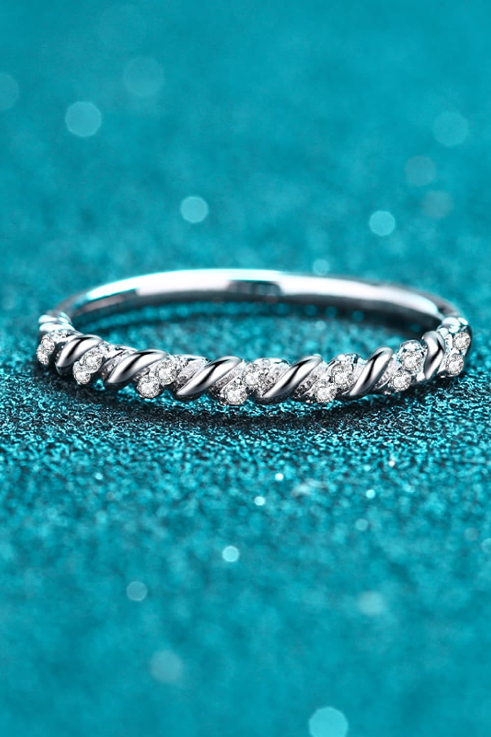 Moissanite Rhodium-Plated Half-Eternity Ring free shipping -Oh Em Gee Boutique